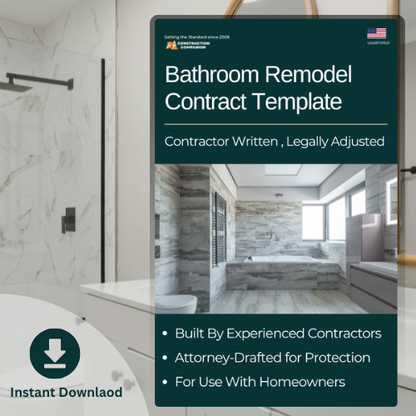 Bathroom Remodel Contract Template for U.S. remodeling contractors