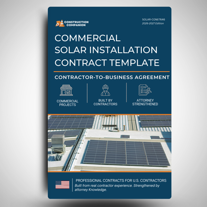COMMERCIAL SOLAR INSTALLATION CONTRACT TEMPLATE